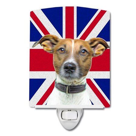 CAROLINES TREASURES Carolines Treasures KJ1162CNL Jack Russell Terrier with English Union Jack British Flag Ceramic Night Light KJ1162CNL